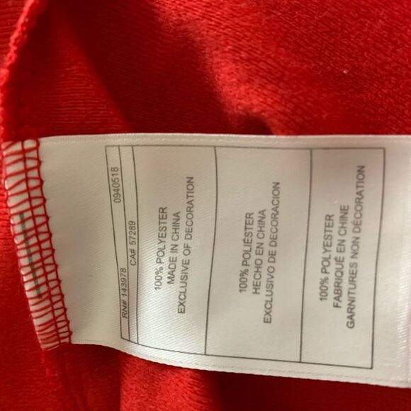 Nike red/white printed logo trim coverall, zipper to ankle, logo on chest, 6 mo - Picture 9 of 9